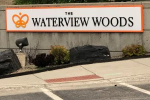 The Waterview Woods facility sign