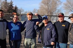A group of union workers from Nestle standing outside